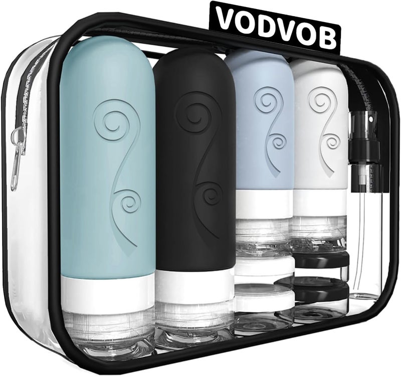 vodvob 16 Pack Travel Bottles Set for Toiletries, TSA Approved Travel Containers Leak Proof Silicone Squeezable Travel Accessories 2oz 3oz for Shampoo Conditioner Lotion Body Wash (BPA Free) (black) - Image 1